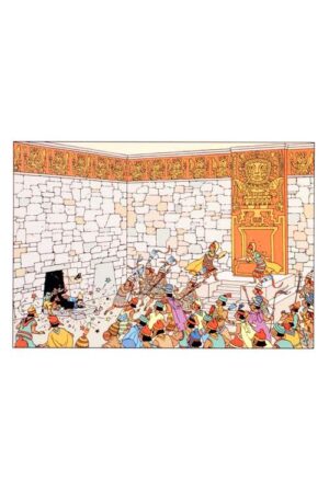 vykort med kuvert (dubbelt) tintin mfl överraskar soltemplet